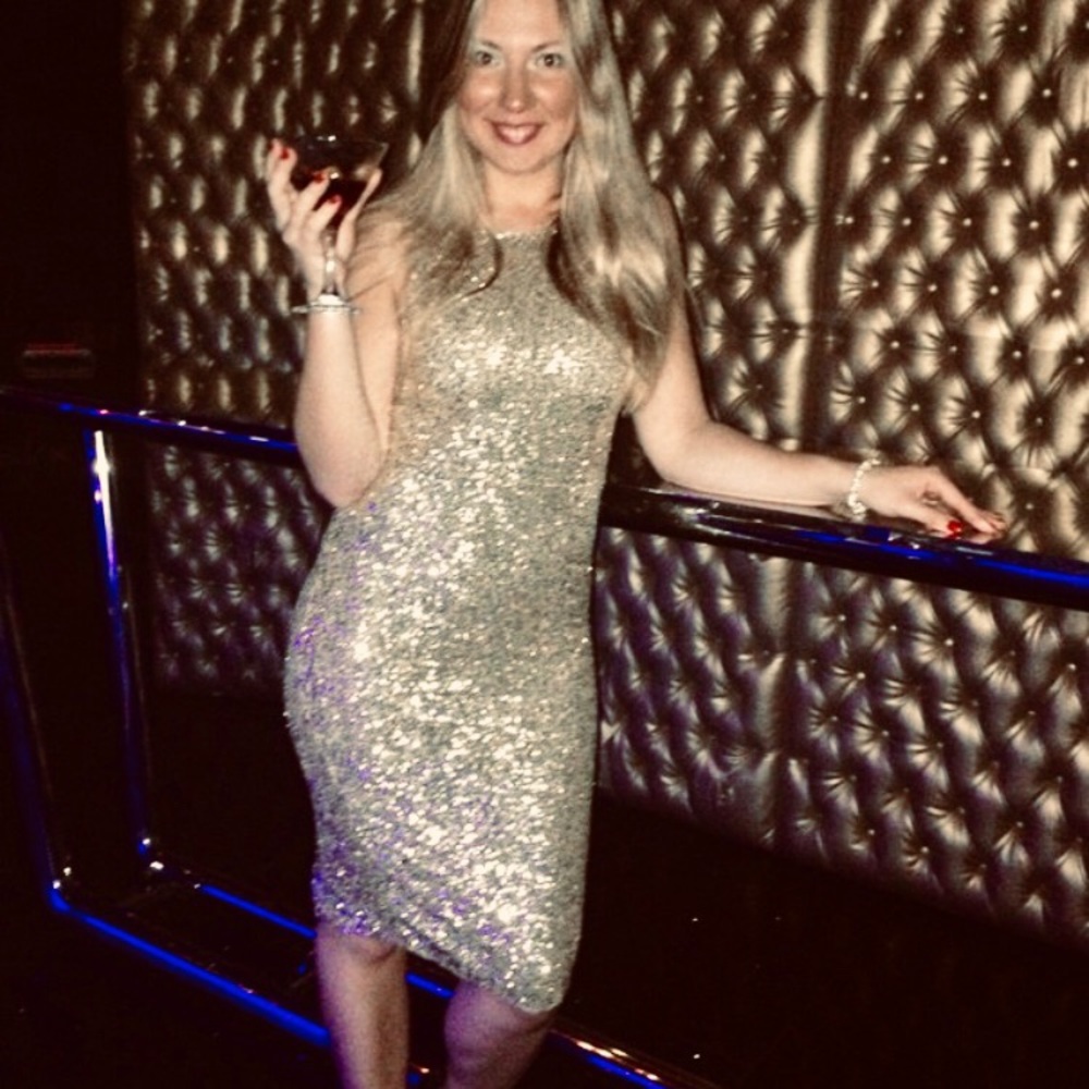 Alice + Olivia Evening Gold Sequin Dress